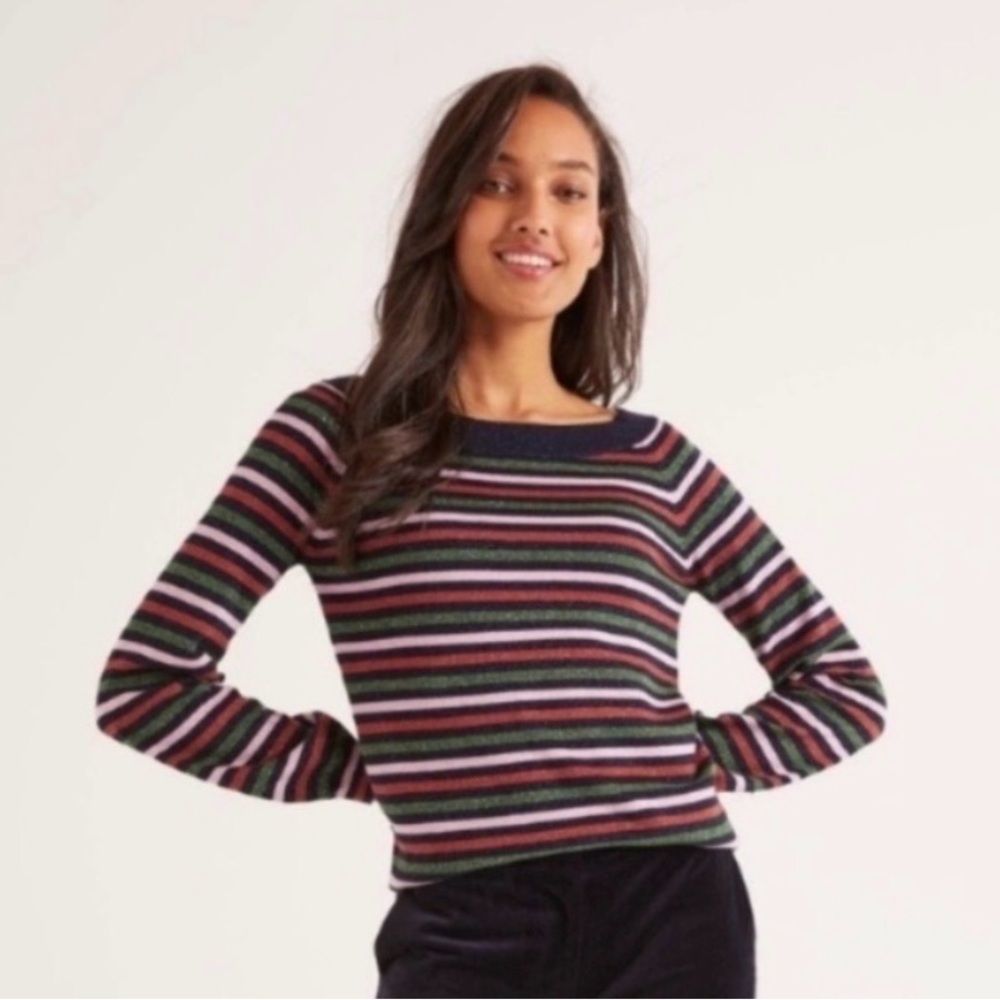 Boden Mabel Striped Wool Metallic Shimmer  Sweater - size 6 - Picture 2 of 8